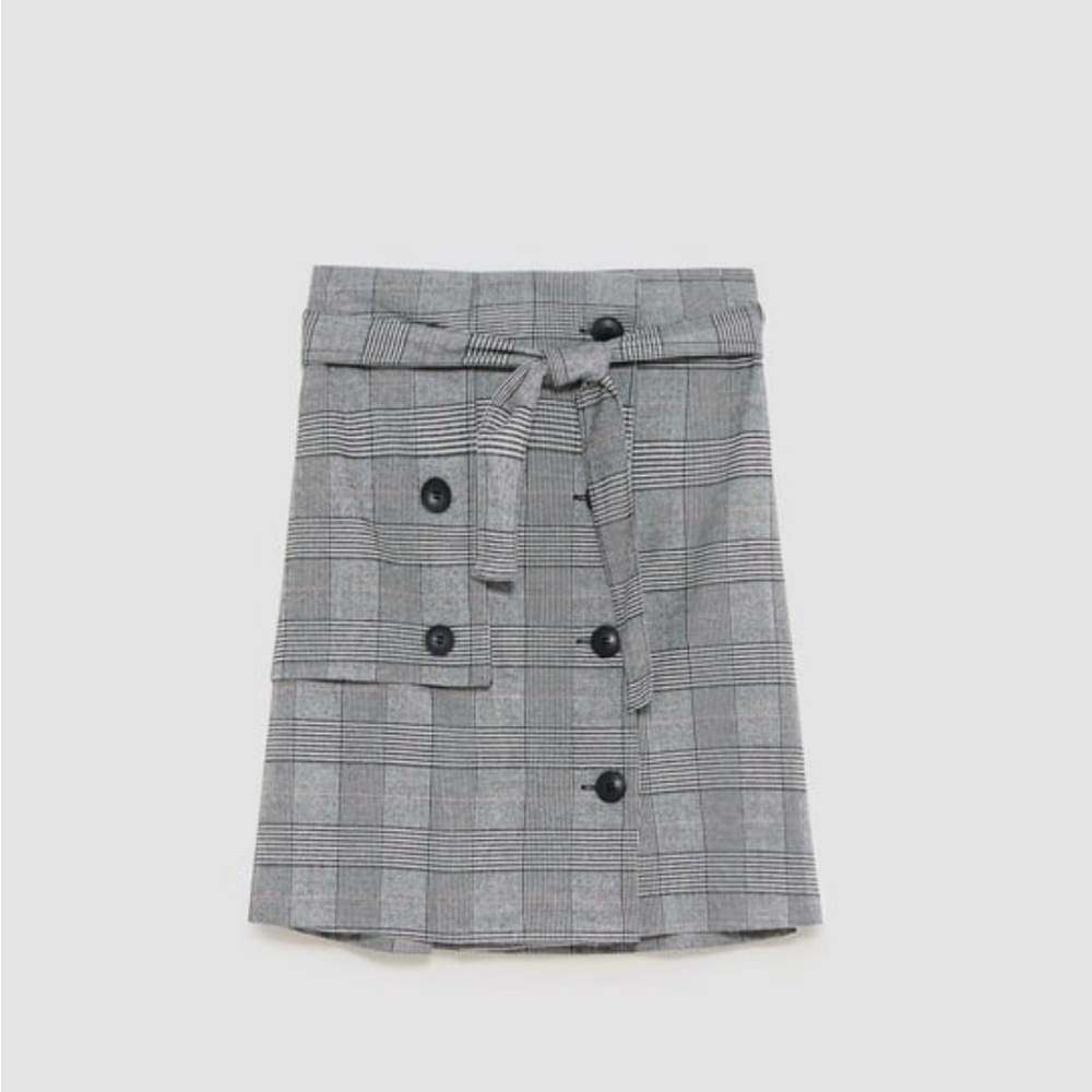 Zara Black and Gray Plaid Mini Skirt - Picture 6 of 8